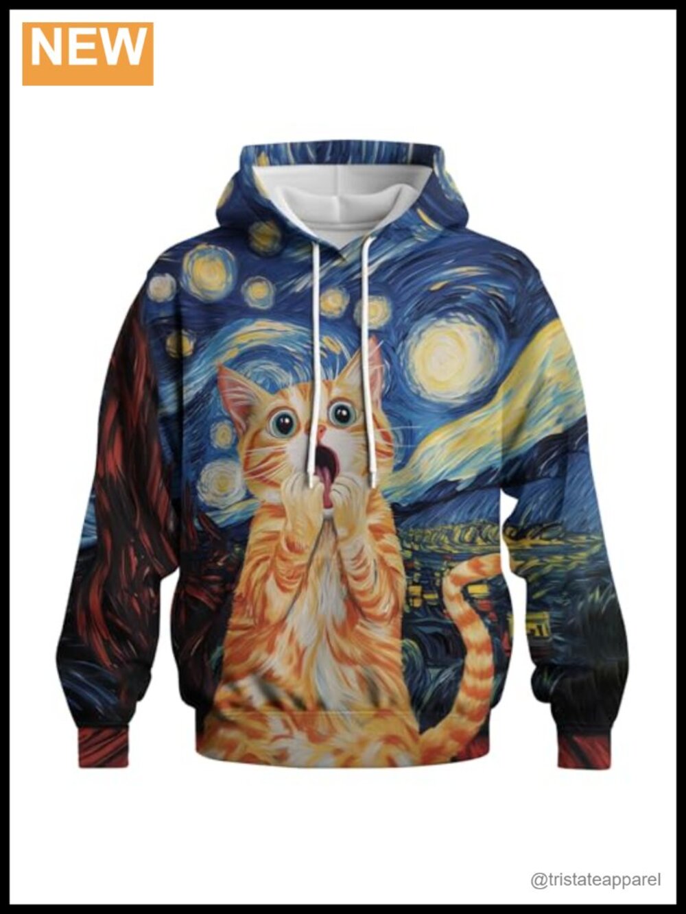 Fleece Lined Cat Graphic Hoodie Kangaroo Pocket Pullover Sweatshirt